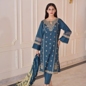 Bilashi Embroidery Three Piece Set For Women