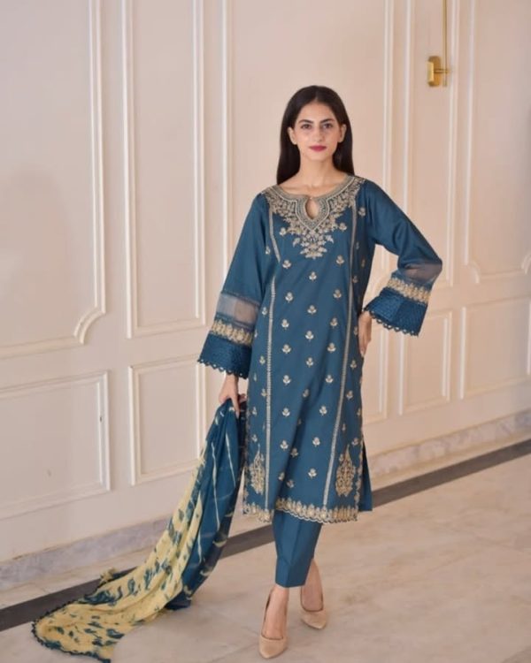 Bilashi Embroidery Three Piece Set For Women
